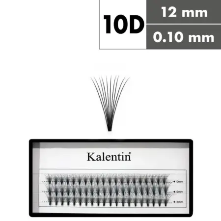 Kalentin Extensiones De Pestañas En Mechones Sin Nudos 10D 0,10 12mm